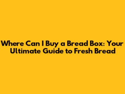 Where Can I Buy a Bread Box: Your Ultimate Guide to Fresh Bread