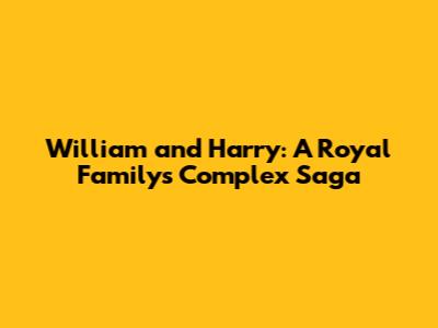 William and Harry: A Royal Family's Complex Saga