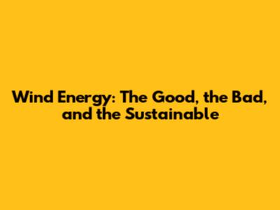 Wind Energy: The Good, the Bad, and the Sustainable