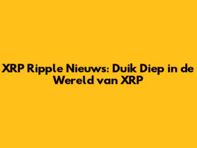 XRP Ripple Nieuws: Duik Diep in de Wereld van XRP