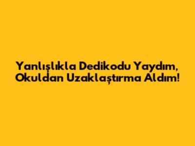 Yanlışlıkla Dedikodu Yaydım, Okuldan Uzaklaştırma Aldım!