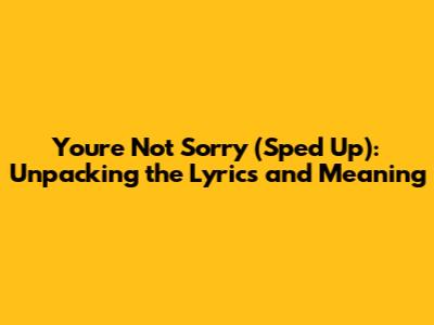 You're Not Sorry (Sped Up): Unpacking the Lyrics and Meaning