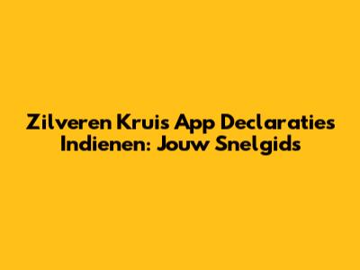 Zilveren Kruis App Declaraties Indienen: Jouw Snelgids