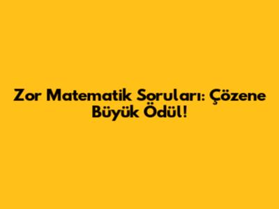Zor Matematik Soruları: Çözene Büyük Ödül!
