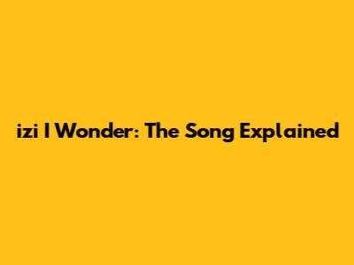 izi I Wonder: The Song Explained